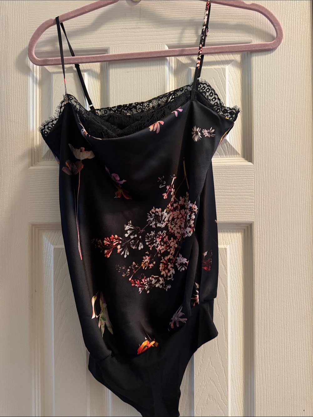 Victoria's Secret Black Cami with Pink Floral Accents
